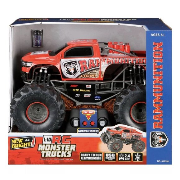 Dodge Ram RC Monster Truck 9.6V Rechargeable Battery, Rammunition Red - Picture 6 of 6